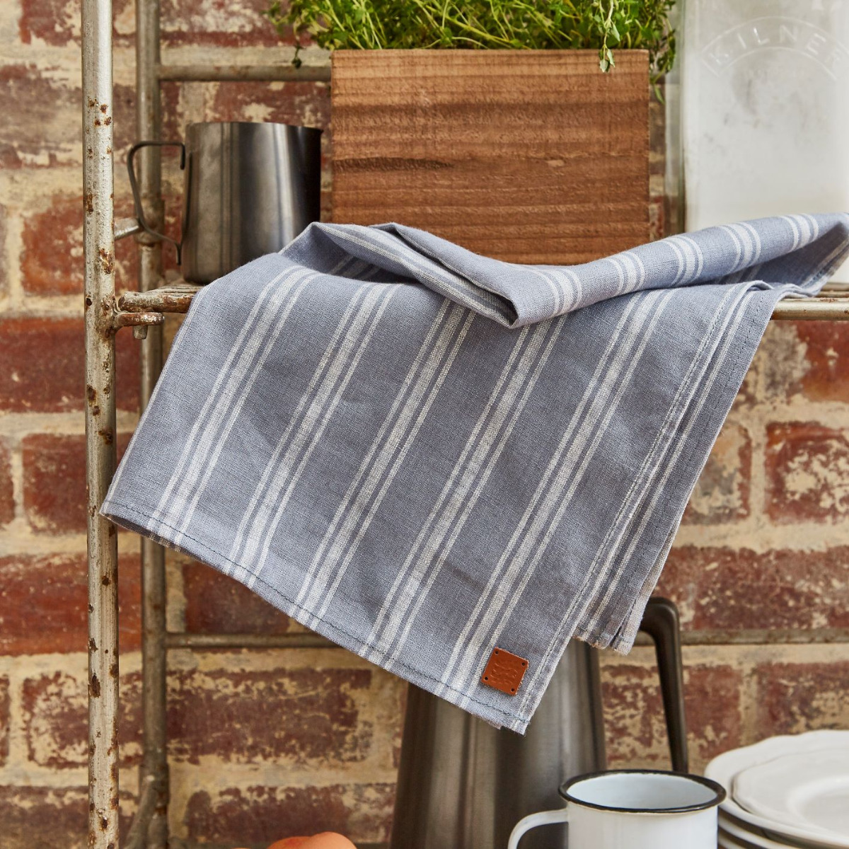 Leinen Geschirrtuch 1880 Grau, von Ulster Weavers