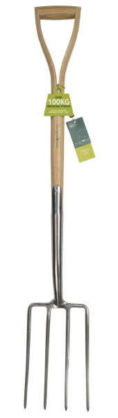 Lange Grabegabel mit Y-Griff aus Eschenholz | Werkzeug aus Edelstahl