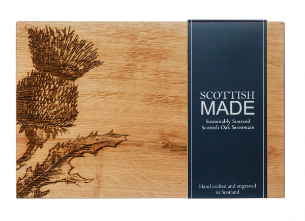 Eichen-Servierbrett, Motiv 'Schottische Distel', Scottish Made