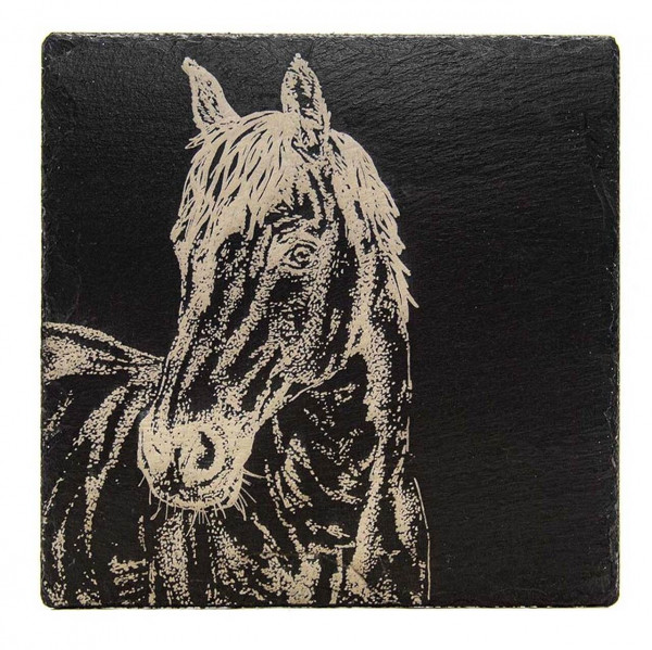 Schiefer-Topfuntersetzer | mit Pferde-Motiv | The Just Slate Company