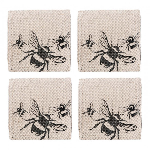Biene, Glasuntersetzer aus Leinen 50/50
