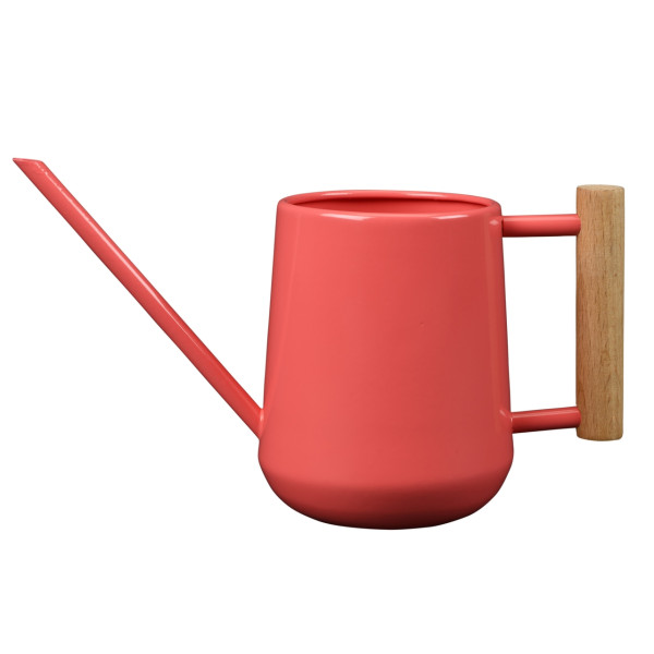 Charmante Zimmergießkanne - Koralle | mit Griff aus Buchenholz