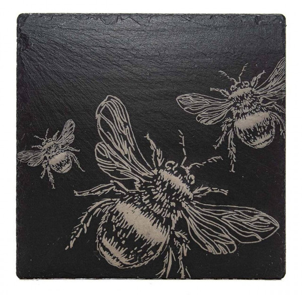 Schiefer-Topfuntersetzer | mit Bienen-Gravur | The Just Slate Company