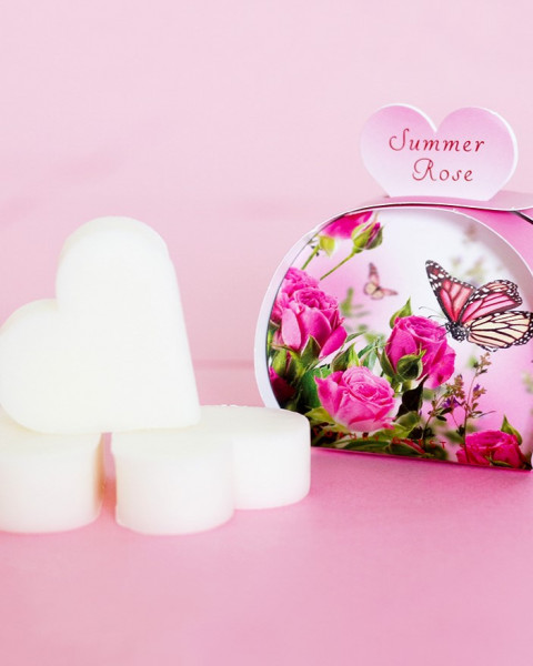 Drei Luxus-Seifenherzchen Sommer-Rose | von 'The English Soap Company'