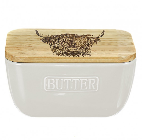 Highland Cow | Butterdose weiß