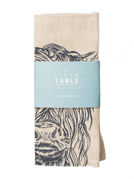 Tischset - 2 Stück | Leinen 50/50 | Motiv Highland Cow