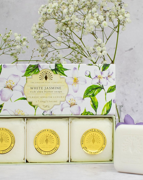 Drei Luxus-Duftseifen Weißer Jasmin | 'The English Soap Company'