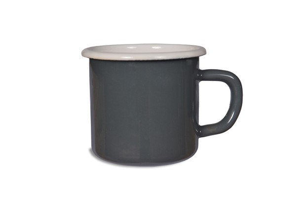 Tasse aus Emaille, schiefergrau
