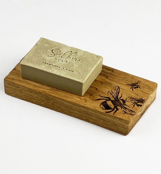 Seifenschale aus Eichenholz | Motiv Biene