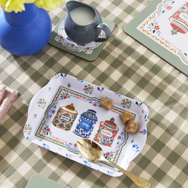 Kleines Serviertablett Tea Tins - Teedosen | von Ulster Weavers