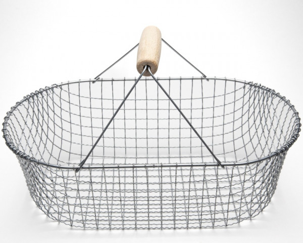 Traditioneller Kartoffelkorb | Erntekorb | aus Drahtgefelcht mit Holzgriff