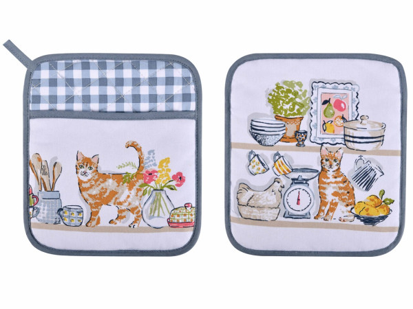 Topflappen Pantry Cats - Vorder- u. Rückseite | von Ulster Weavers