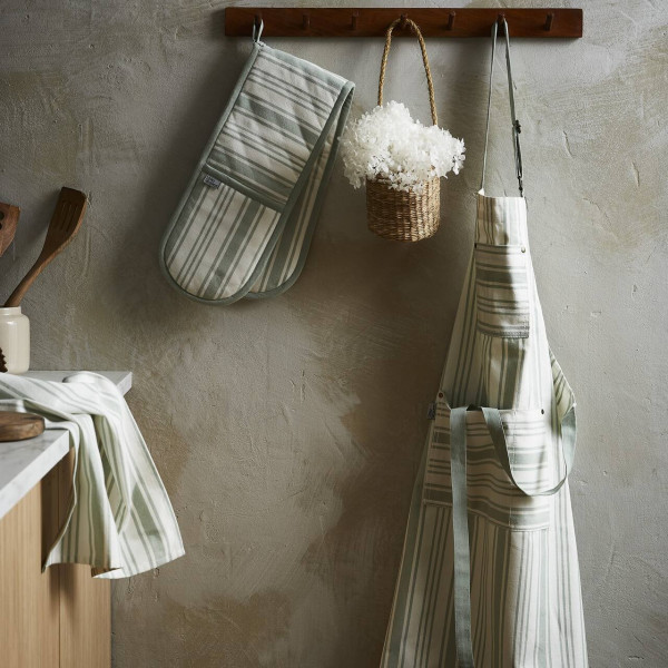 Backofenhandschuh | Salbeigrüne Streifen