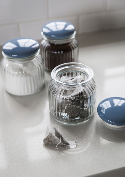 3er-Set Cornbury Vorratsgläser, Emailledeckel Dorset Blau