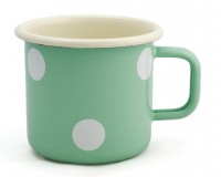 Emailletasse mintgrün mit weißen Punkten Emailletasse mintgrün mit weißen Punkten
