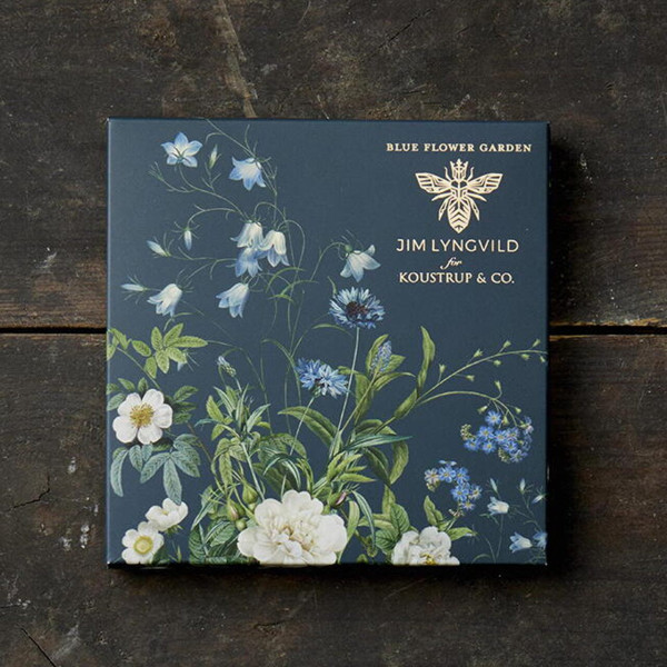 Quadratische Grußkarten-Box | Design: Blauer Blumengarten