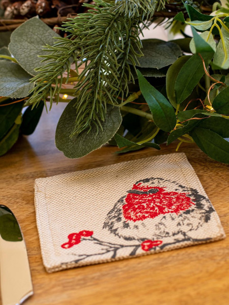 Glas-Untersetzer Rotkelchen | 4er-Set | The Linen Table