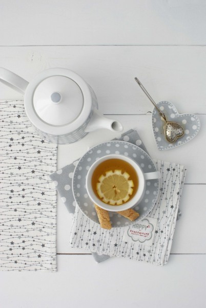 Herztellerchen Punkte grau als Ablage