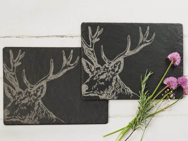 Hirsch | 2-er Platzset aus Schiefer