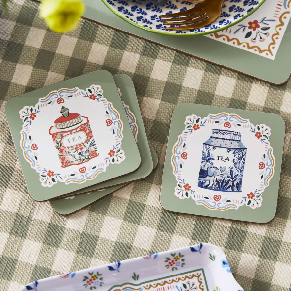 4er-Set Untersetzer | von Ulster Weavers | Design Tea Tins - Teedosen