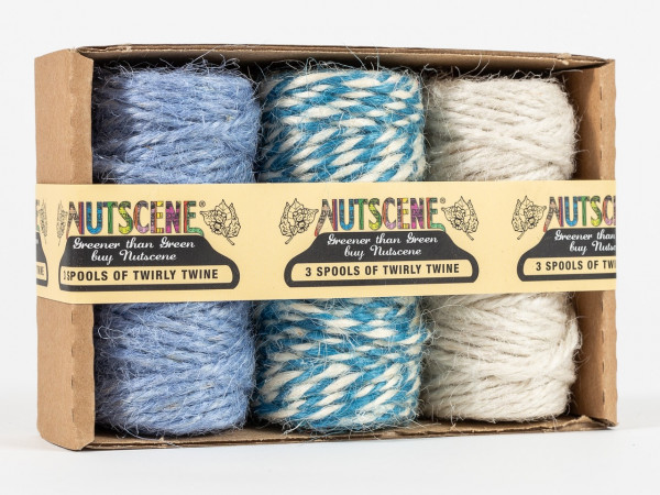 Twirly Twines | Jute-Minispulen 3er-Pack blau/weiß