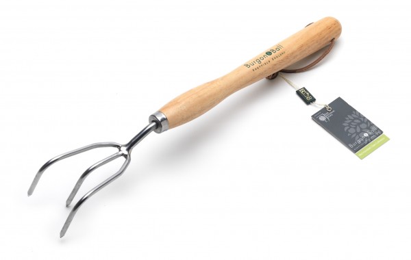 Gartenkralle, bzw. Handgrubber mit mittellangem Holzgriff, von Burgon & Ball