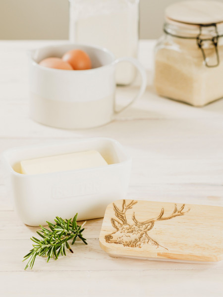 Hirsch | Butterdose weiß | von Selbrae House