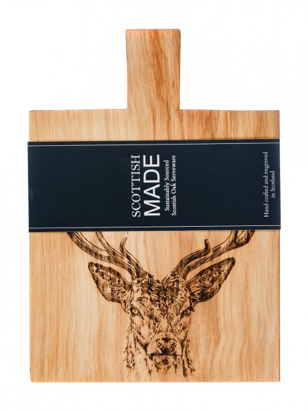 Schneide- & Servierbrett aus Eiche, Motiv Hirschprinz | Scottish Made