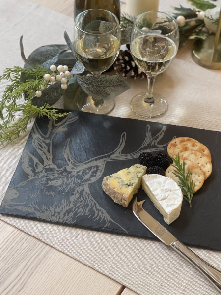 Käseplatte & Käsemesser | Präsentbox Hirsch