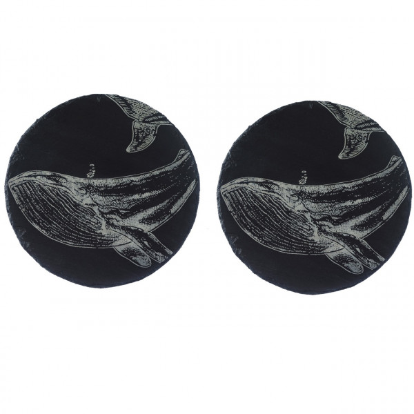 Runde Platzsets aus Schiefer, Motiv Wal