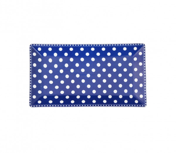 Krasilnikoff Servierplatte Punkte, blau