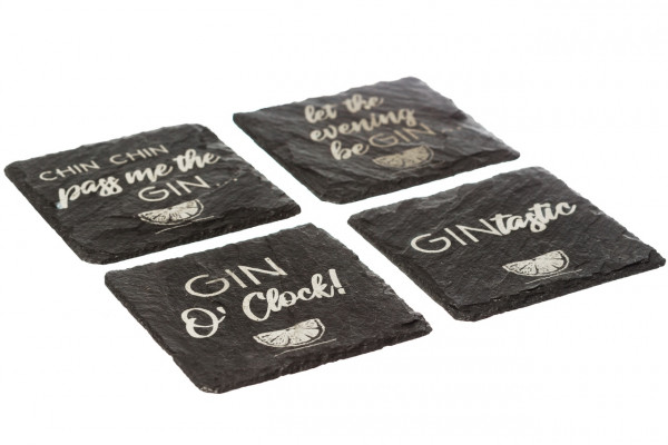 4er-Set Glasuntersetzer | Gin O'Clock & Co.