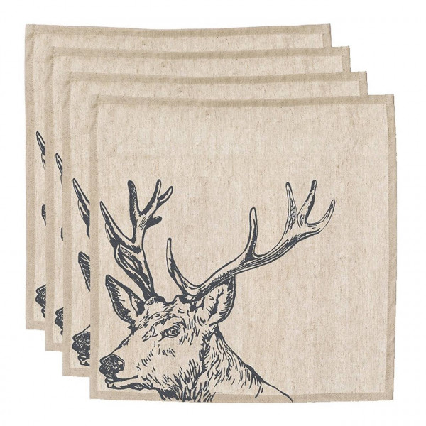 Servietten 4er-Set, Hirsch-Motiv