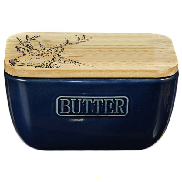 Hirsch | Butterdose blau