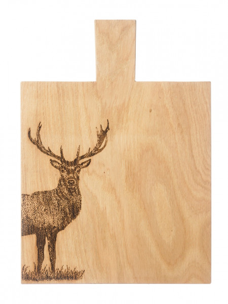 Schneide- & Servierbrett aus Eiche, Motiv Hirsch