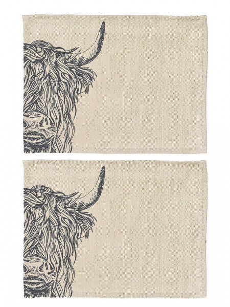 Highland Cow / Hochlandrind | Tischset Leinen 50/50