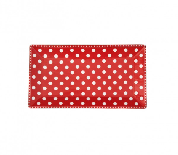 Krasilnikoff Servierplatte Punkte, rot