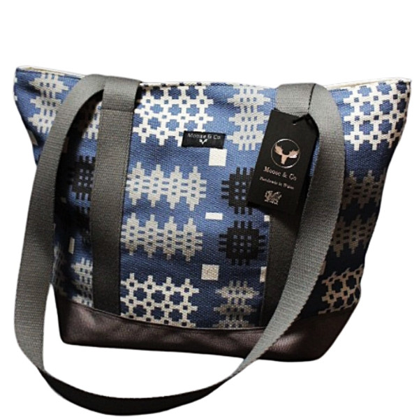 Schultertasche | walisische Taisserie | Blau | von Moose & Co. | Wales