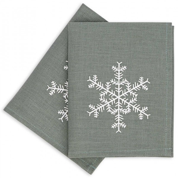 Leinen-Servietten Schneeflocke, Aqua-Grün