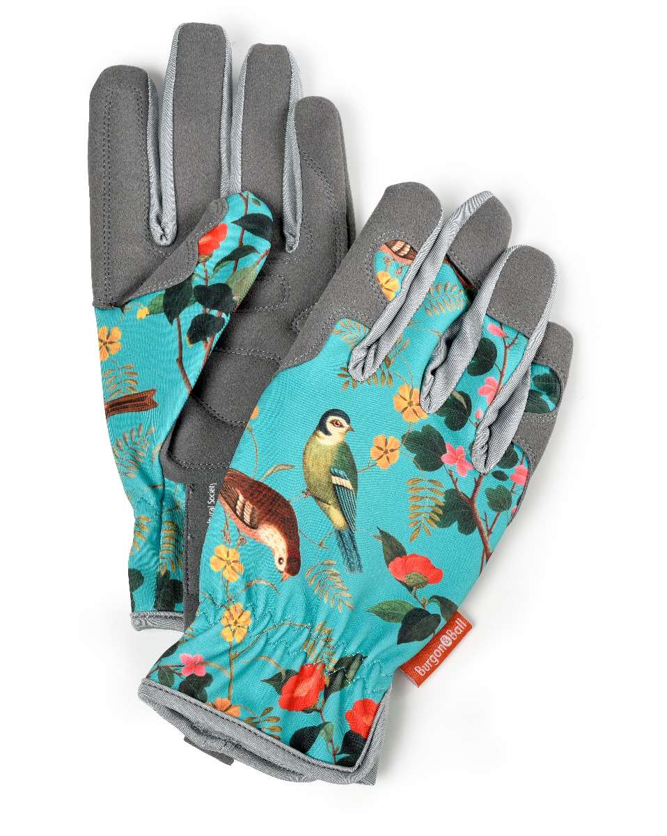 Green Gloves Gartenhandschuhe Azalea - Blaue Blumen Handschuhe Größe 07 | Gartenhandschuhe Damen|Blumengarten Handschuhe
