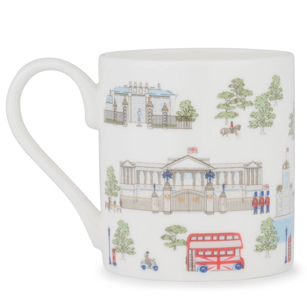 London-Tasse | Buckingham-Palace, Doppeldecker-Bus, rote Kulttelefonzelle