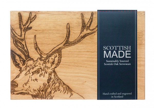 Eichen-Servierbrett, Motiv 'Hirsch', Scottish Made