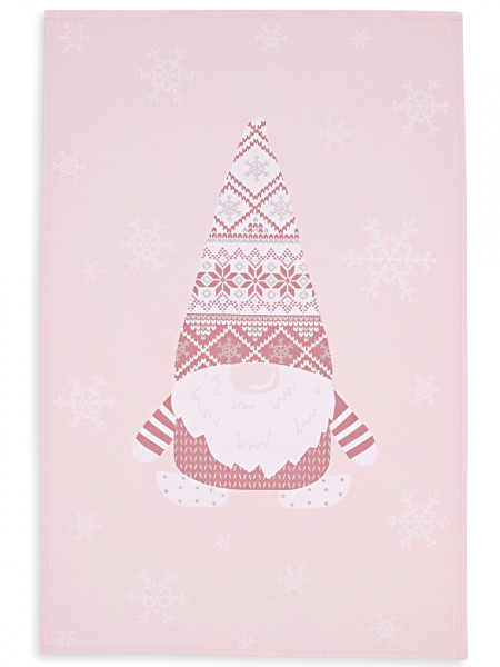 Geschirrtuch Wichtel, rosa, weiß und Silber-Metallic