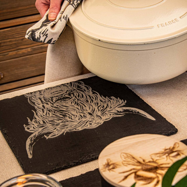 Highland Cow | Topfuntersetzer aus Schiefer