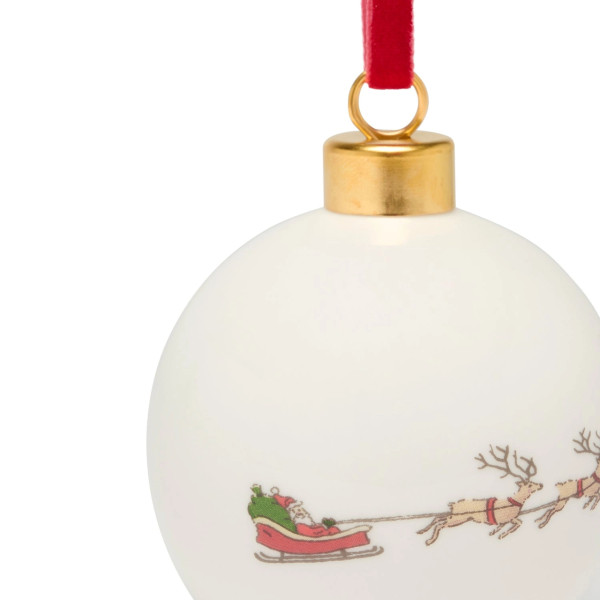 Der Weihnachtsmann mit seinem von Rentieren gezogenen Schlitten im Detail