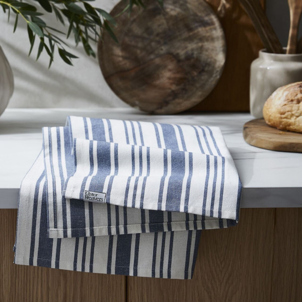 Baumwoll-Geschirrtuch Denim Stripe | Tea Towel von Ulster Weavers