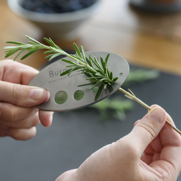 Einfach abgestreift: Kräuterzweig einstecken und durchziehen