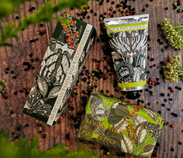 Kew Gardens Duftseife und Handcreme | Sandelholz & Rosa Pfeffer