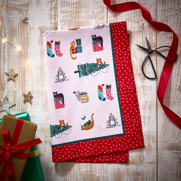 Weihnachts-Geschirrtuch 'Christmas Cats'