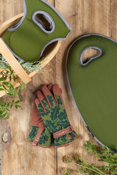 Gartenset Moss mit passenden Kniepolstern und Gartenhandschuhen Oak Leaf, moosgrün